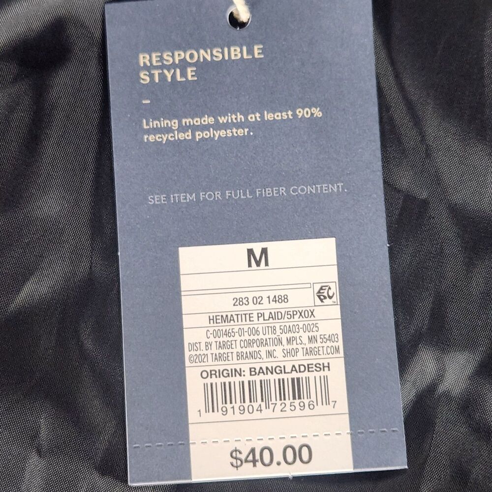 Universal Thread Women's M Plaid Knit Bomber Jacket Zip Front Lined Black NWT - Picture 10 of 10